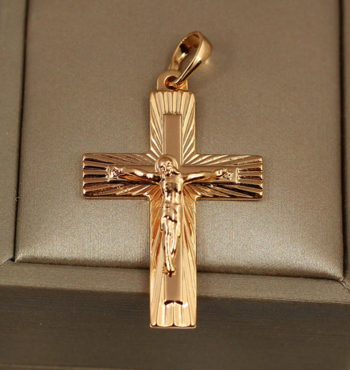 Крестик Xuping Jewelry Иисус в лучах 3,5 см Золотистый