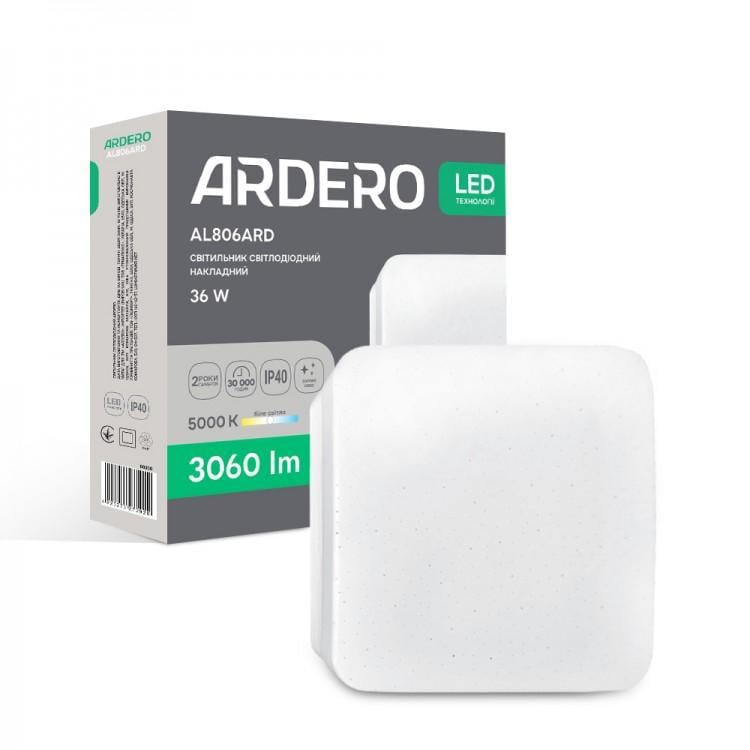 Светильник накладной светодиодный ARDERO Звездное небо Квадрат AL806ARD 36 Вт 5000К ІР40 230x230x40 мм Белый (80300)