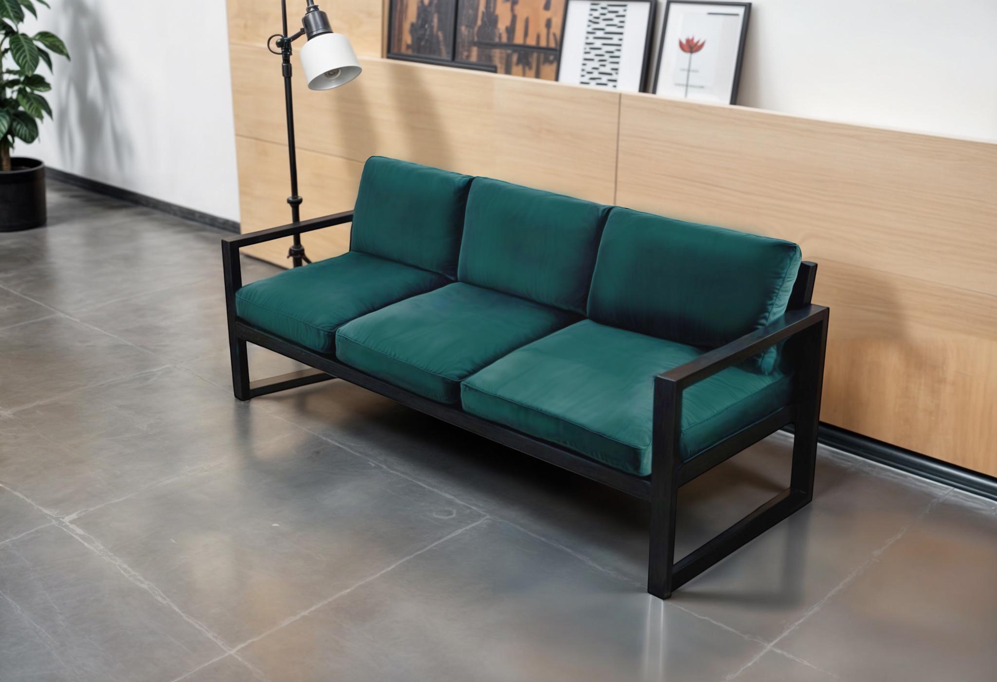 Диван металлический Tobi Sho Лофт Стейт DV1 с подлокотниками и мягкими подушками 750х2100х700 мм велюр 13/Морская волна - фото 3 Диван металлический Tobi Sho Лофт Стейт DV1 с подлокотниками и мягкими подушками 750х2100х700 мм велюр 13/Морская волна - фото 3