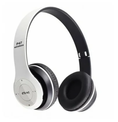 Беспроводные наушники Bluetooth Wireless P47 Black/microSD/FM White - фото 10