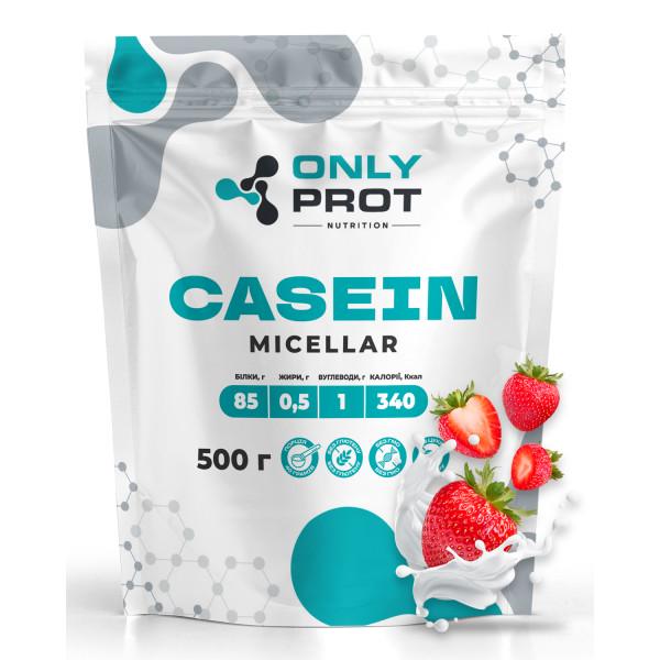 Протеин мицеллярный казеин ONLY PROT NUTRITION CASEIN MICELLAR медленный ночной 500 г Клубника (21-145-mk-p-500g)