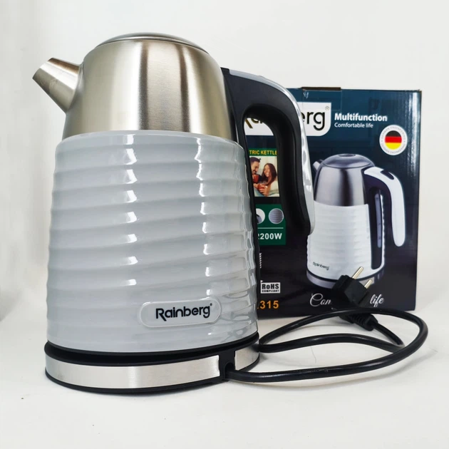 Электрочайник Rainberg RB-2315 2 л 2200 Вт со скрытым нагревателем Серый (PH00511) Электрочайник Rainberg RB-2315 2 л 2200 Вт со скрытым нагревателем Серый (PH00511)