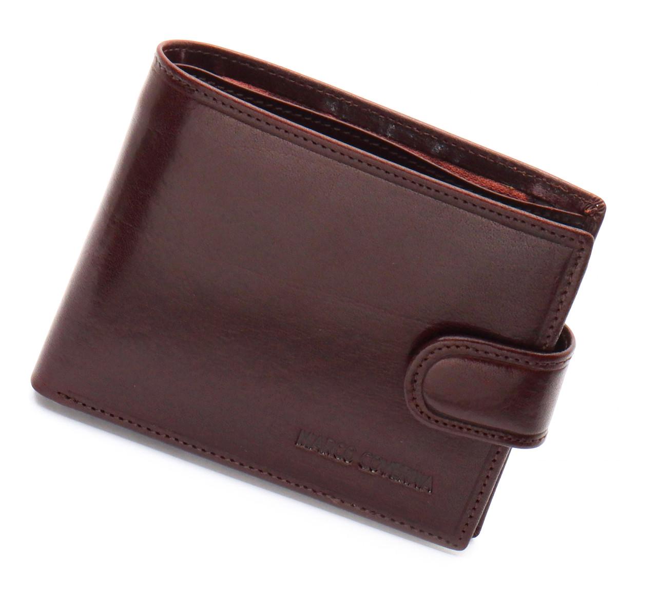 Мужское портмоне Marco Coverna на кнопке из натуральной кожи Коричневый (B047-801) - фото 3 Мужское портмоне Marco Coverna на кнопке из натуральной кожи Коричневый (B047-801) - фото 3