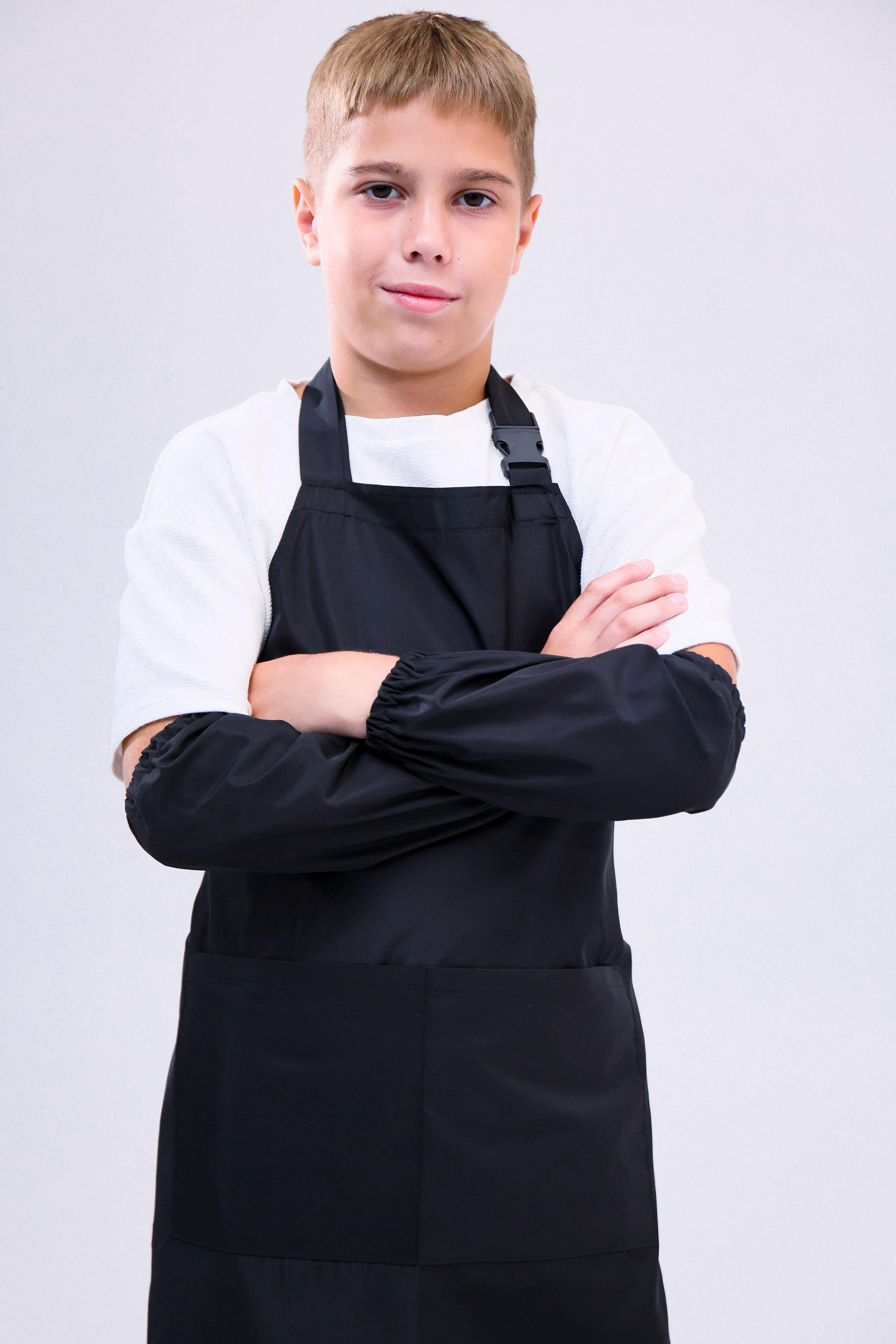 Фартух для уроків праці з нарукавниками з плащової тканини для школи Чорний (п/хл-ч1) - фото 3 Фартух для уроків праці з нарукавниками з плащової тканини для школи Чорний (п/хл-ч1) - фото 3
