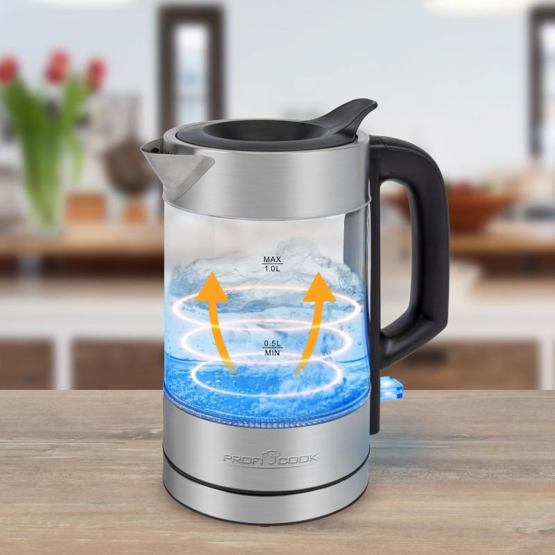 Електрочайник скляний Profi Cook PC-WKS 1229 G 1100 Вт 1 л (SLM_63431) - фото 4 Електрочайник скляний Profi Cook PC-WKS 1229 G 1100 Вт 1 л (SLM_63431) - фото 4