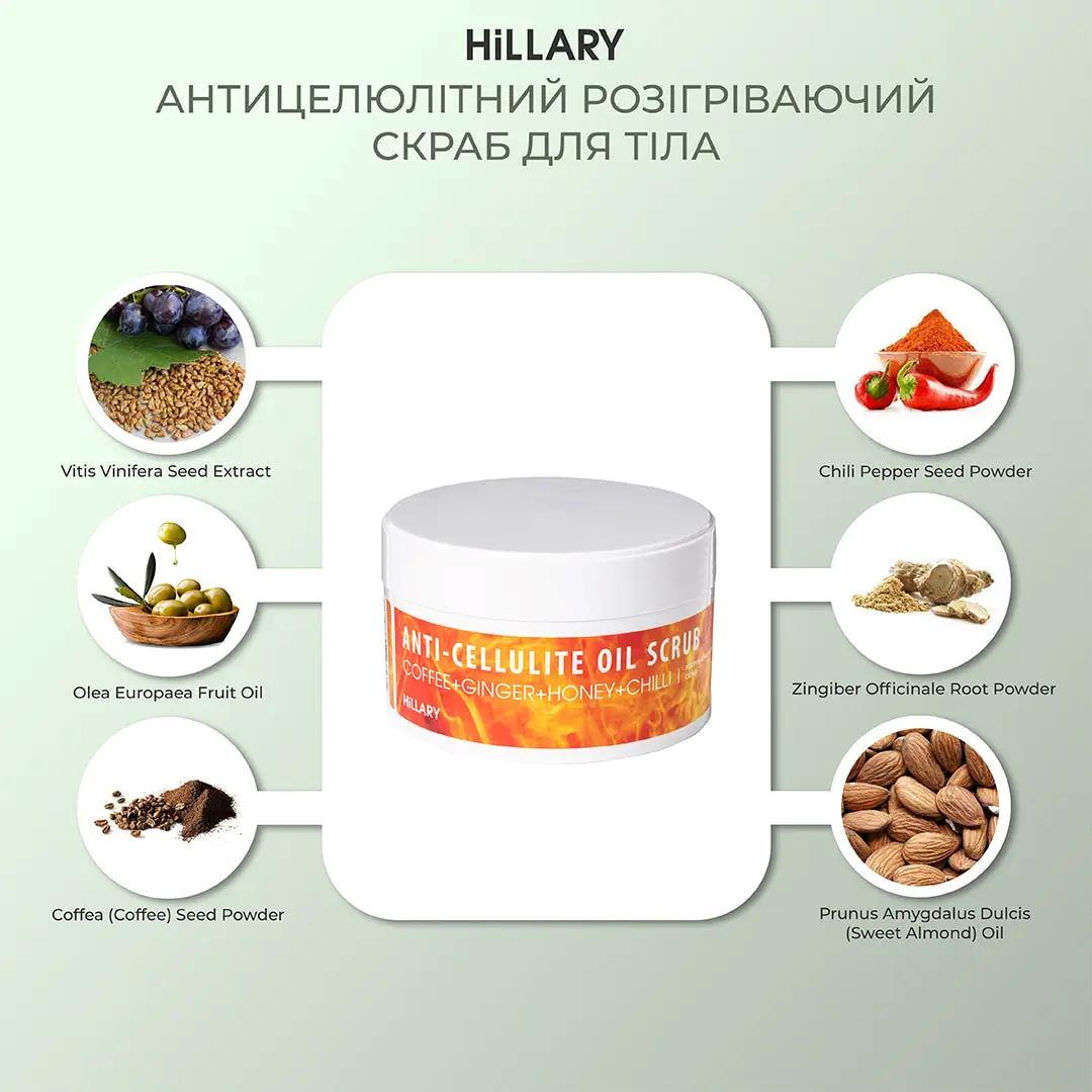 Скраб для тела Hillary Anticellulite Oil Scrub антицеллюлитный разогреватель 200 г (HI-01-003) - фото 3