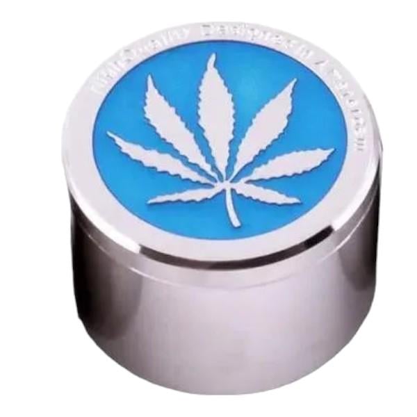 Гриндер Grinder Hemp Leaf для измельчения табака и специй Silver/Blue