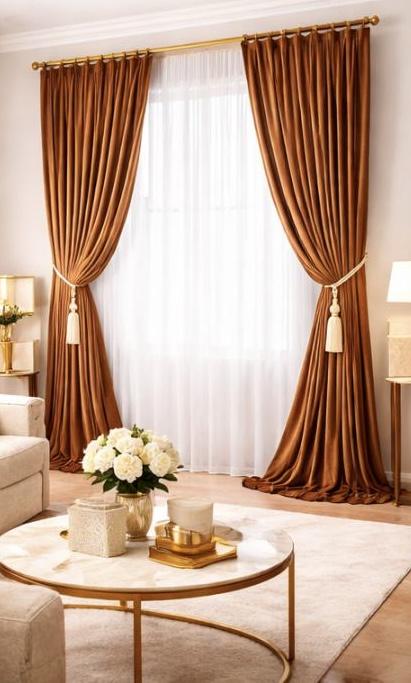 Комплект штор из бархата 2х2,7 м 2 шт. Коричневый (7065ш 2м)