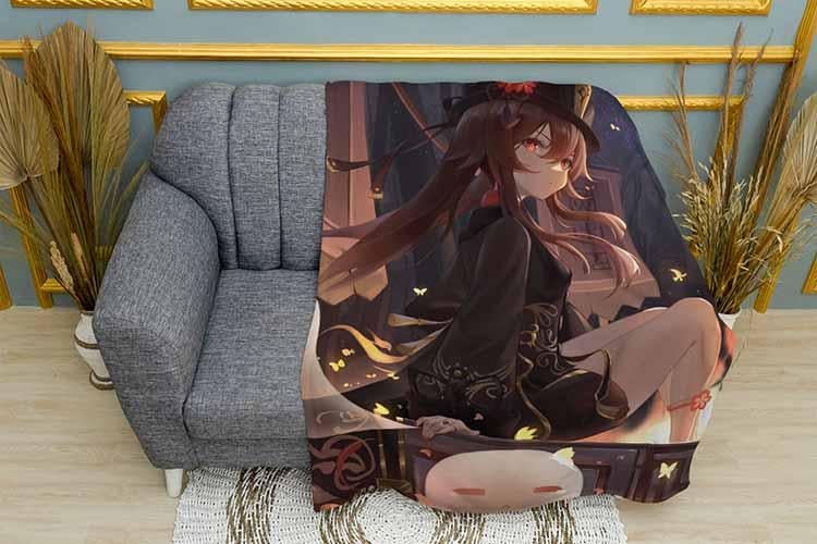 Плед Hu Tao with ghosts Genshin Impact плюш одношаровий 150х210 см (113091-1)