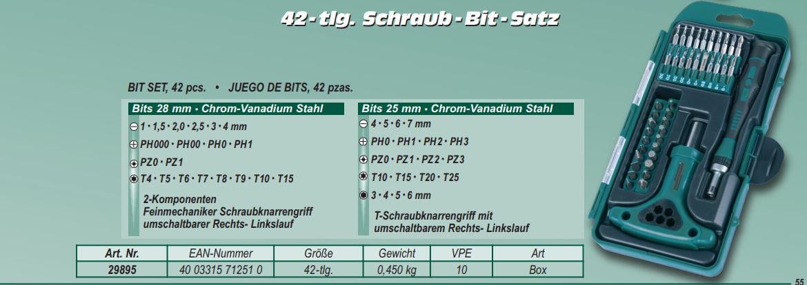 Набор прецизионных бит BRÜDER MANNESMANN M29895 42 шт. - фото 2