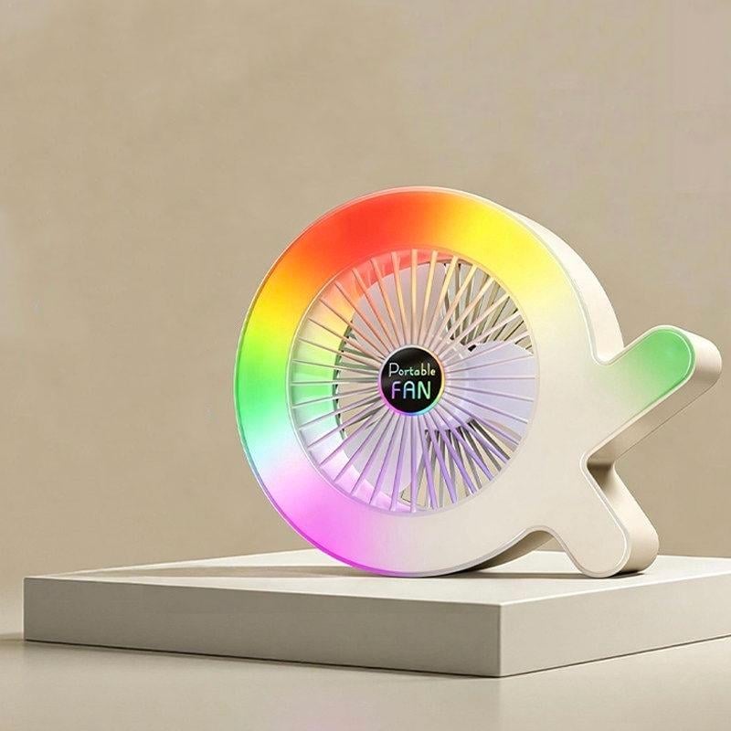 Вентилятор настольный мини Desktop Fan S37 c RGB подсветкой 2,8 Вт Желтый-белый (1011157-Other-1)