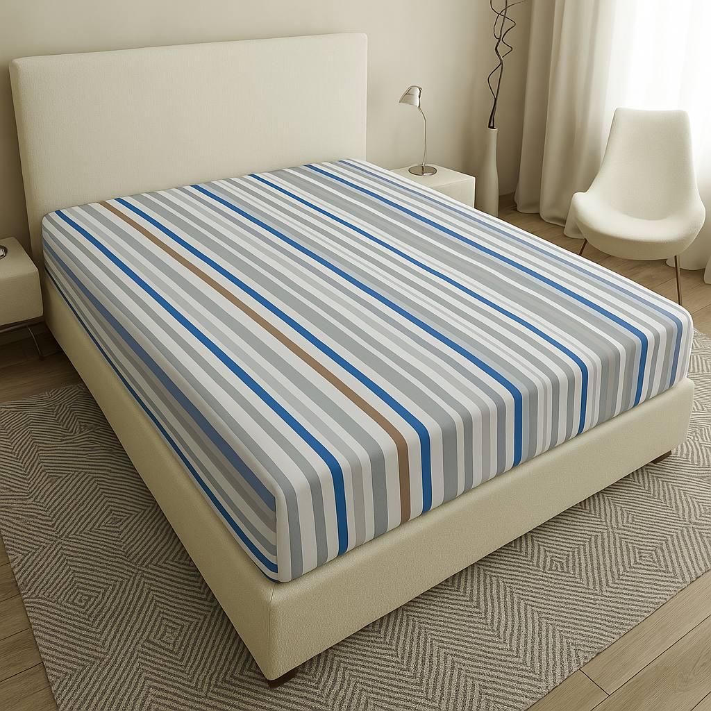 Простыня Полоска на резинке бязь 160х200 см Серый (G-4682B/x160)