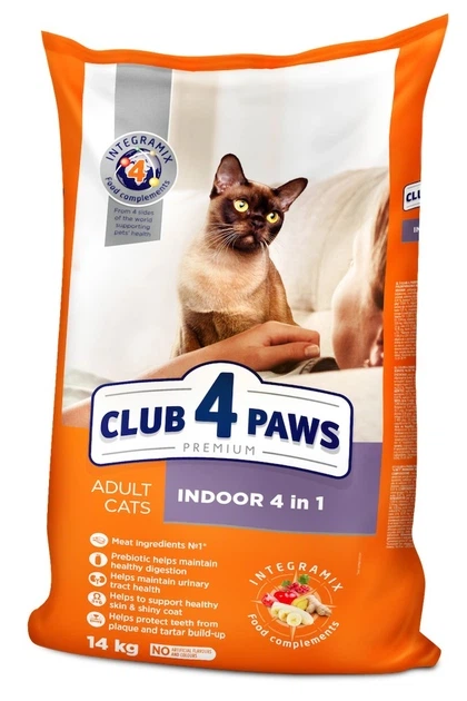 Корм Club 4 Paws Premium Cat Indoor 4в1 для кішок що живуть в приміщенні 14 кг