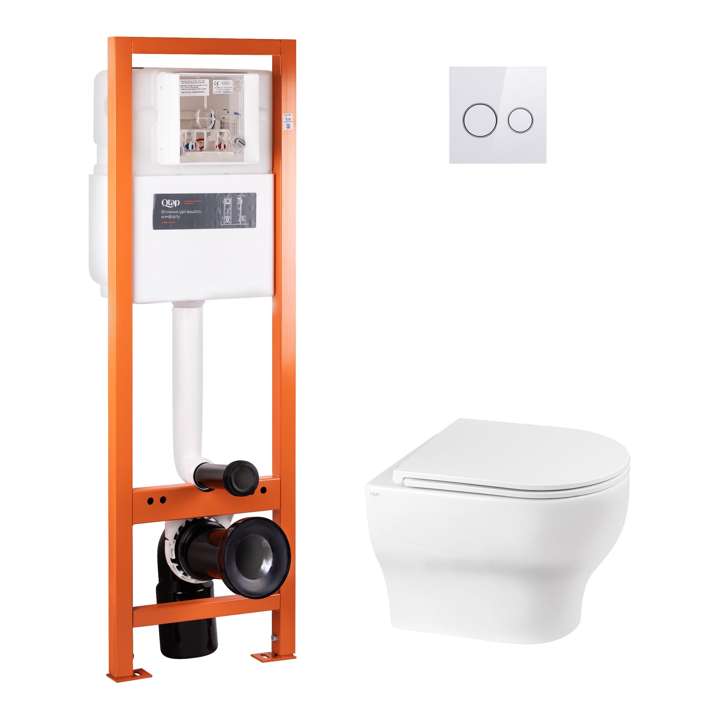 Комплект инсталляции Q-tap Nest QT0333063ERW0233M370P01V1176W с унитазом кнопка Белый (124636)