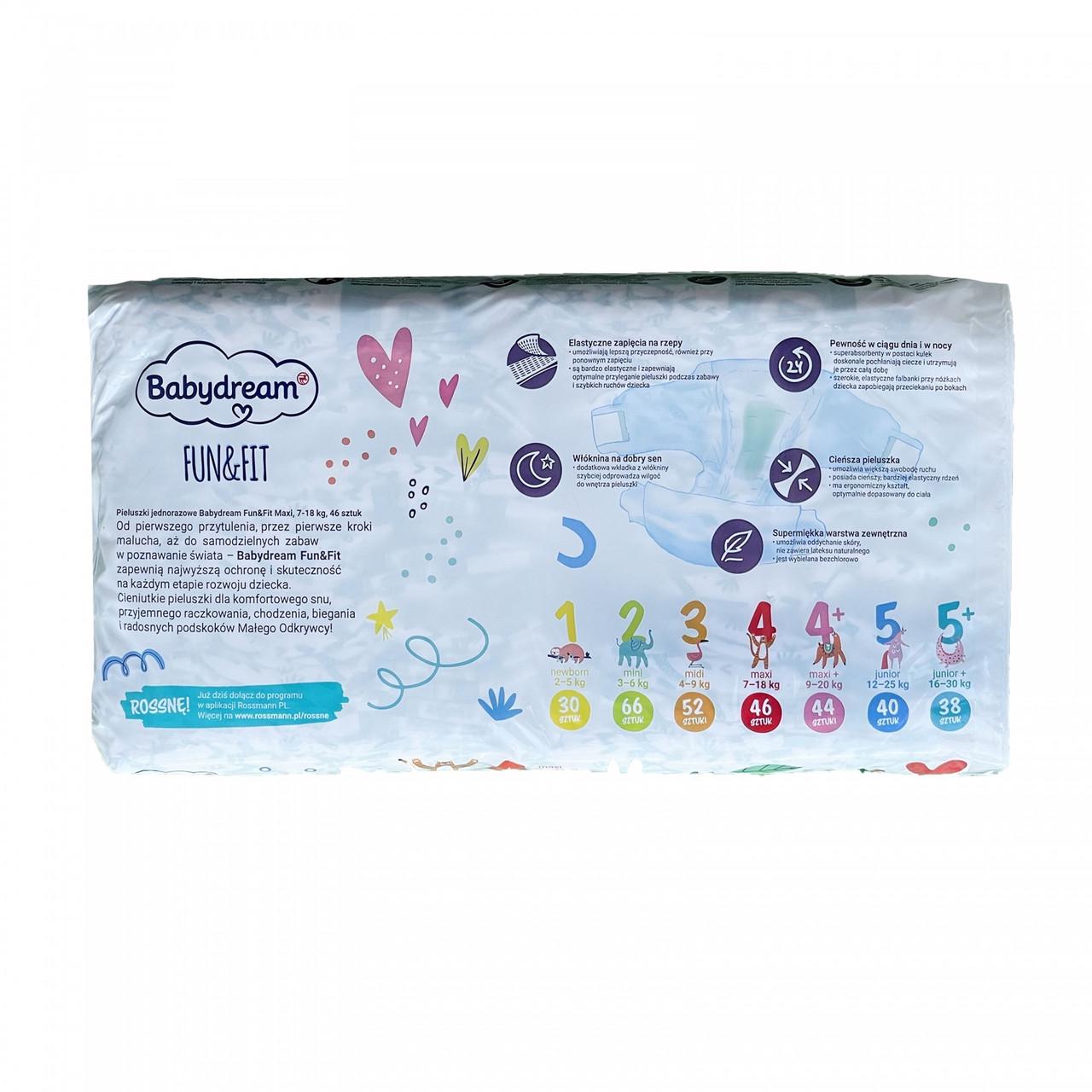 Підгузки дитячі Babydream FUN&FIT 4 Maxi 7-18 кг 46 шт. (1891323226) - фото 2