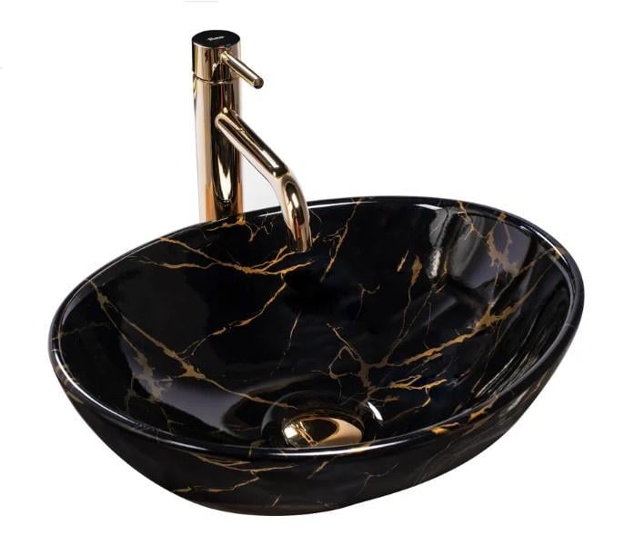 Умивальник Rea Sofia 41x34,5 см Black marble shiny (REA-U5611)