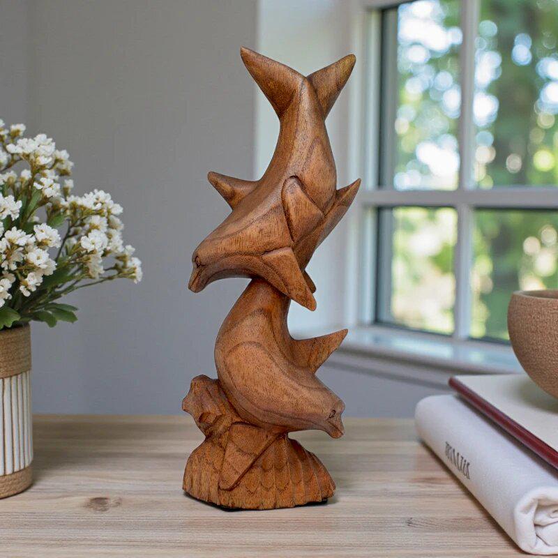 Статуетка різьблена Giorgio Butnari Дельфіни 30х12 см (RR-002)