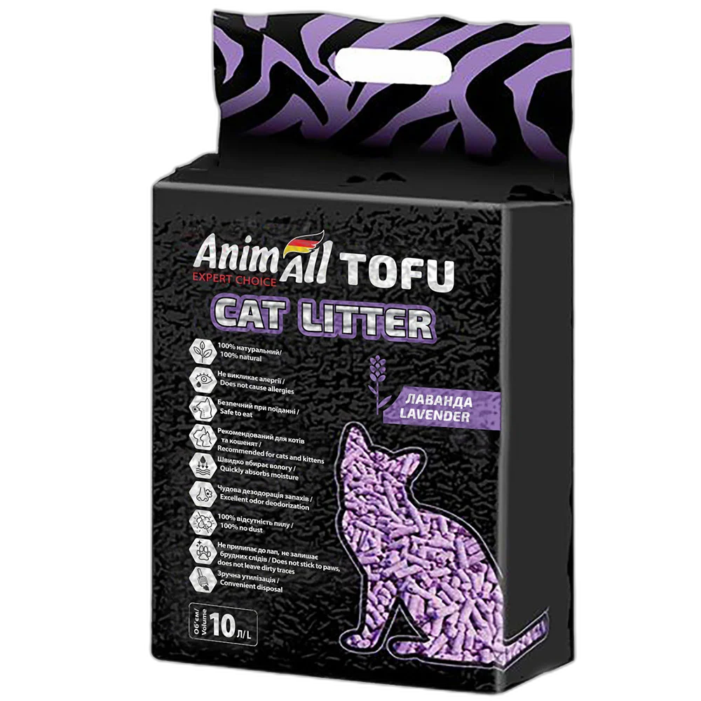 Наполнитель соевый AnimAll Tofu Lavender с ароматом лаванды для кошек 10 л 4,66 кг