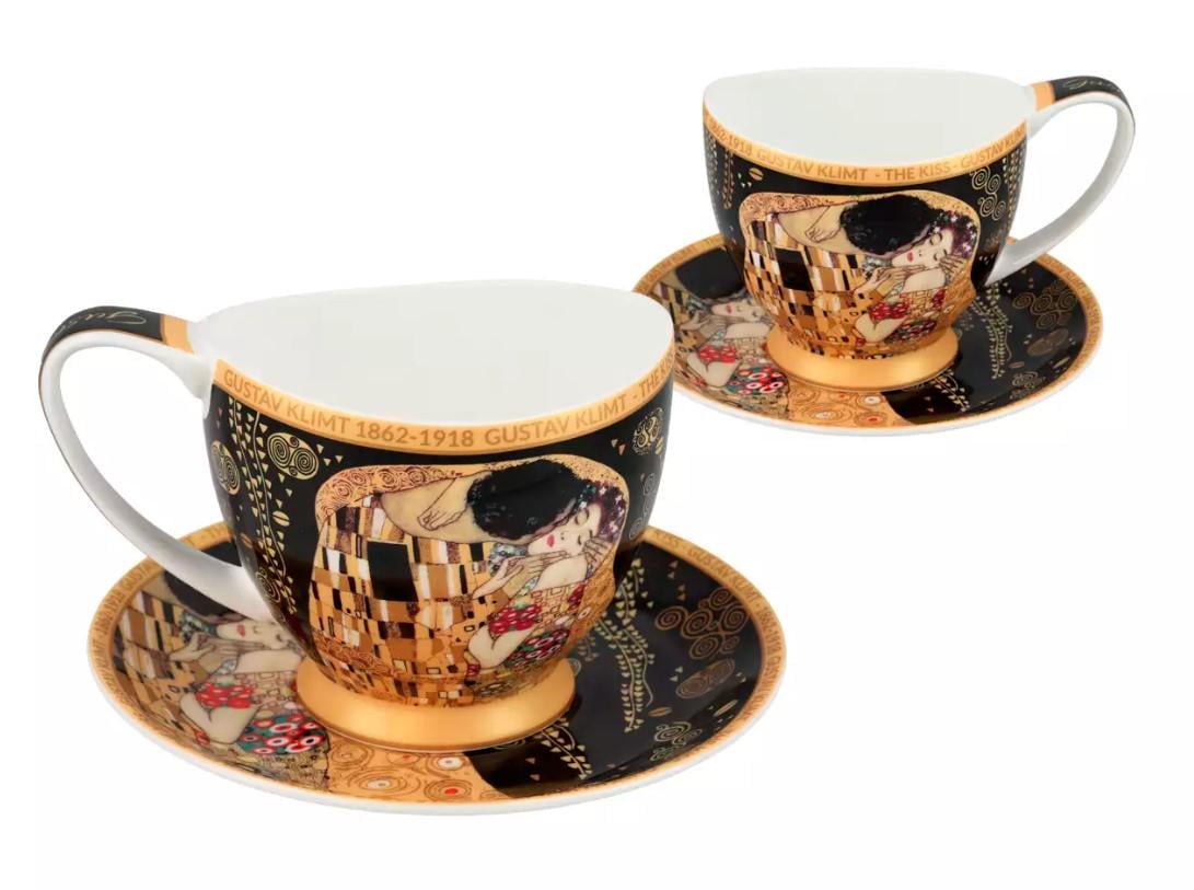 Чашка фарфоровая с блюдцем Carmani Г. Климт Поцелуй черный фон 350 мл (532-3051) - фото 4 Чашка фарфоровая с блюдцем Carmani Г. Климт Поцелуй черный фон 350 мл (532-3051) - фото 4