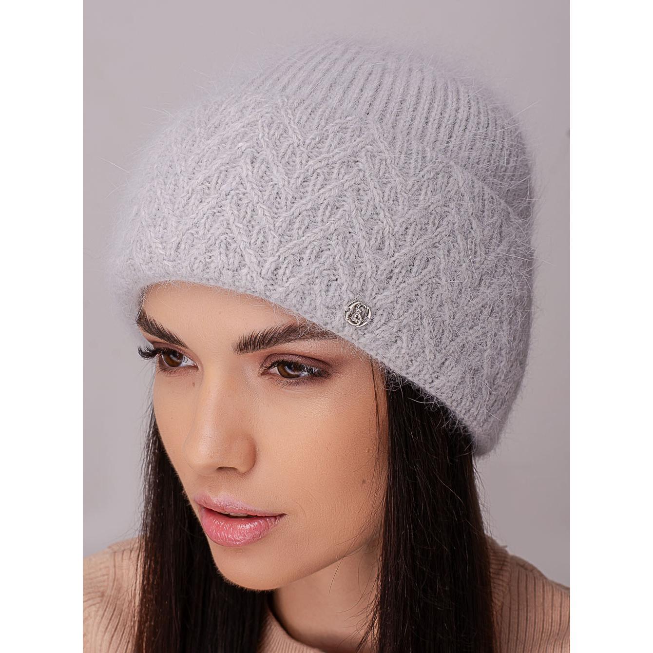 Шапка ангорова жіноча з флісовою підкладкою і візерунком на відвороті Leks Марі Світло-сірий - фото 1 Шапка ангорова жіноча з флісовою підкладкою і візерунком на відвороті Leks Марі Світло-сірий - фото 1