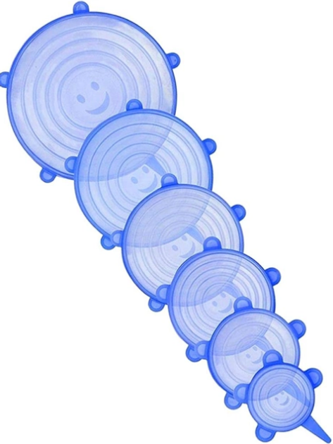 Набір універсальних круглих силіконових кришок 6 шт. Синій