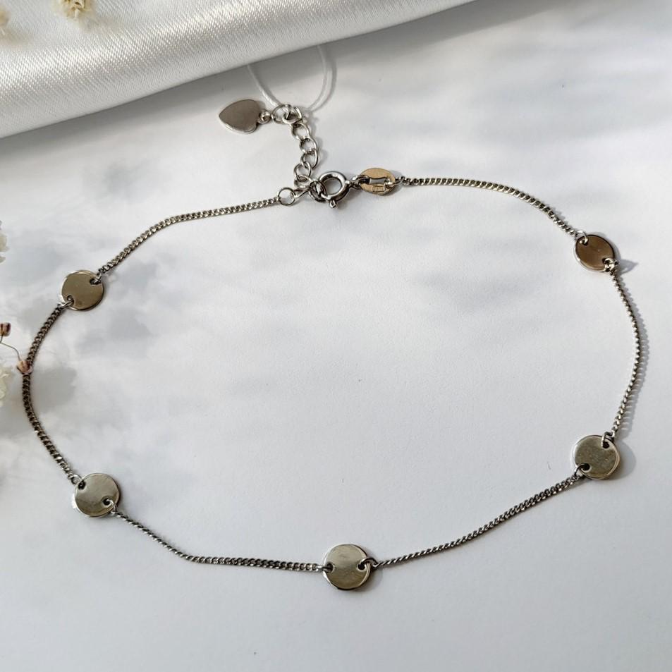 Браслет на ногу из серебра с Монетками без камней покрыто родием 925 23-26 см 1,97 г (2079415)