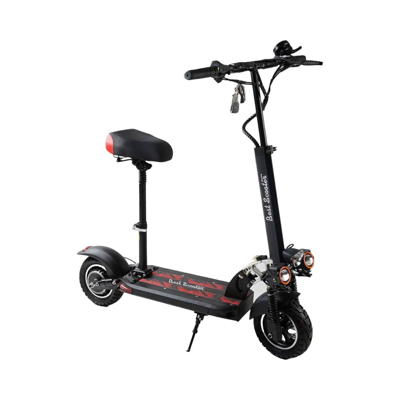 Электросамокат Best Scooter BS-90711 с сиденьем 800 Вт 48V 15Ah 10" надувные колеса складной