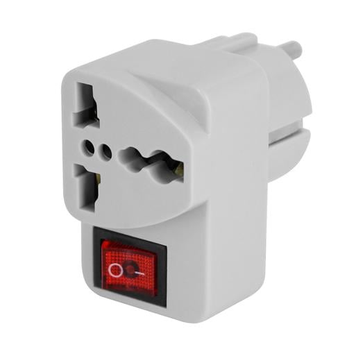 Переходник с US/UK/AU на EU вилку с выключателем универсальный (990-aa98f) - фото 3