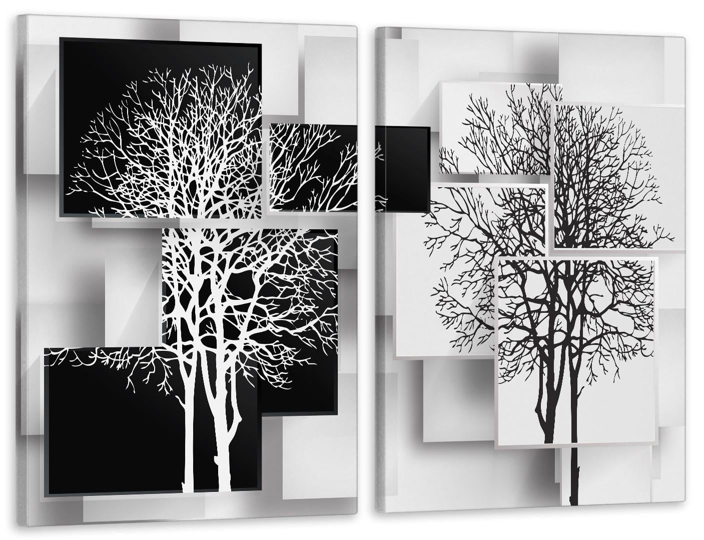 Картина модульна у вітальню/спальню Чорно-білі дерева 50х70 см (TLV-2_046)