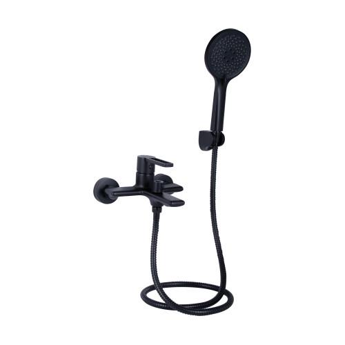 Змішувач для ванни Q-tap Taurus з душовою гарнітурою Black Matt (QTTAU259BLM45662)