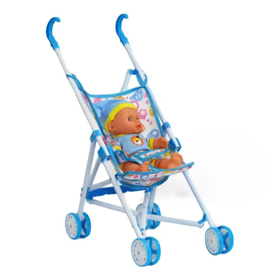 Игровой набор Коляска с пупсом L-8037 B4 кукла и коляска Голубой