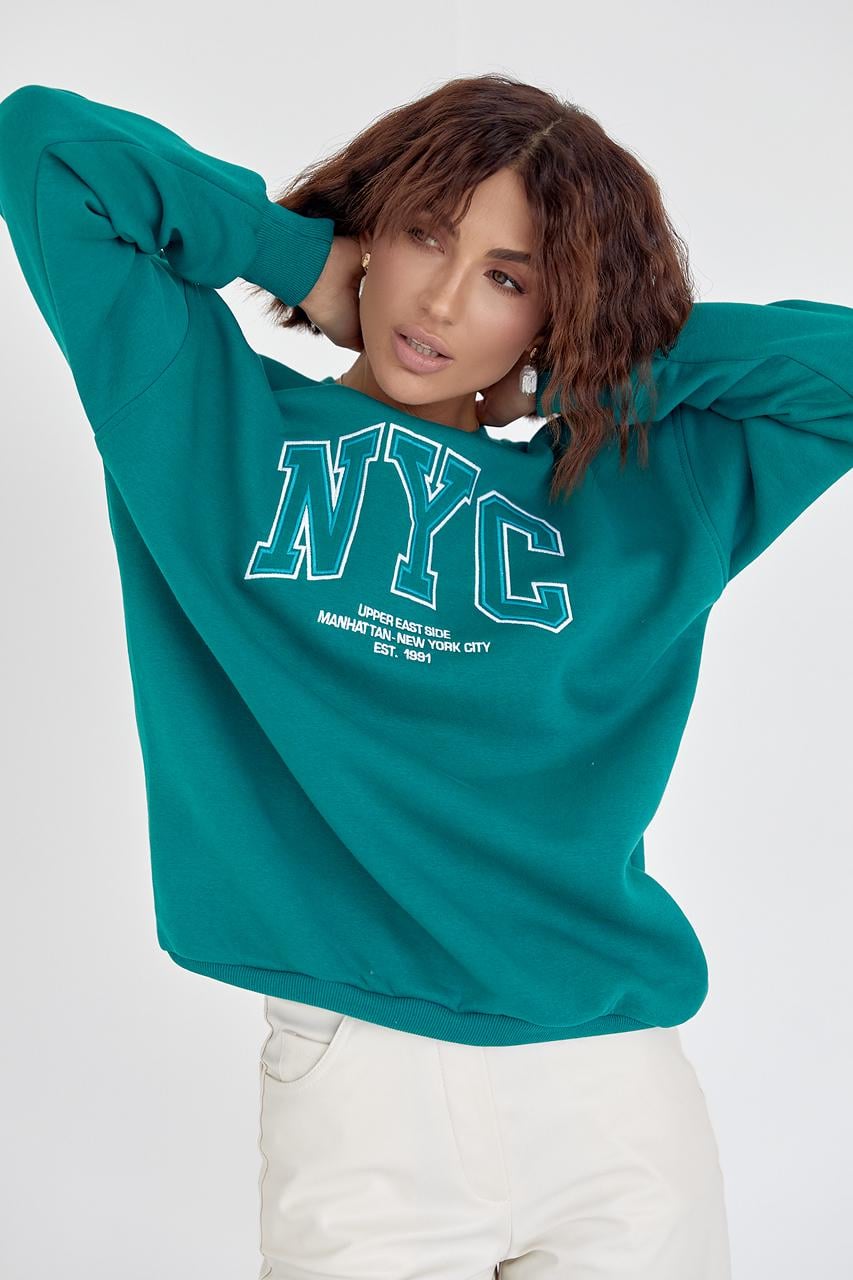 Свитшот женский "NYC" S Изумрудный (12489567)