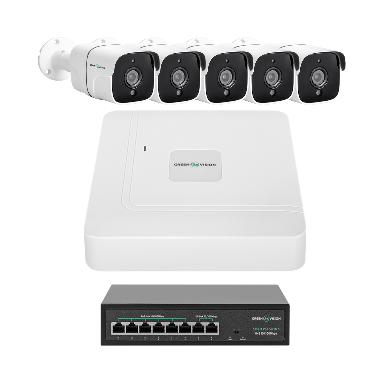 Комплект відеоспостереження GreenVision GV-IP-K-W87/05 5MP на 5 камер (LP29481)