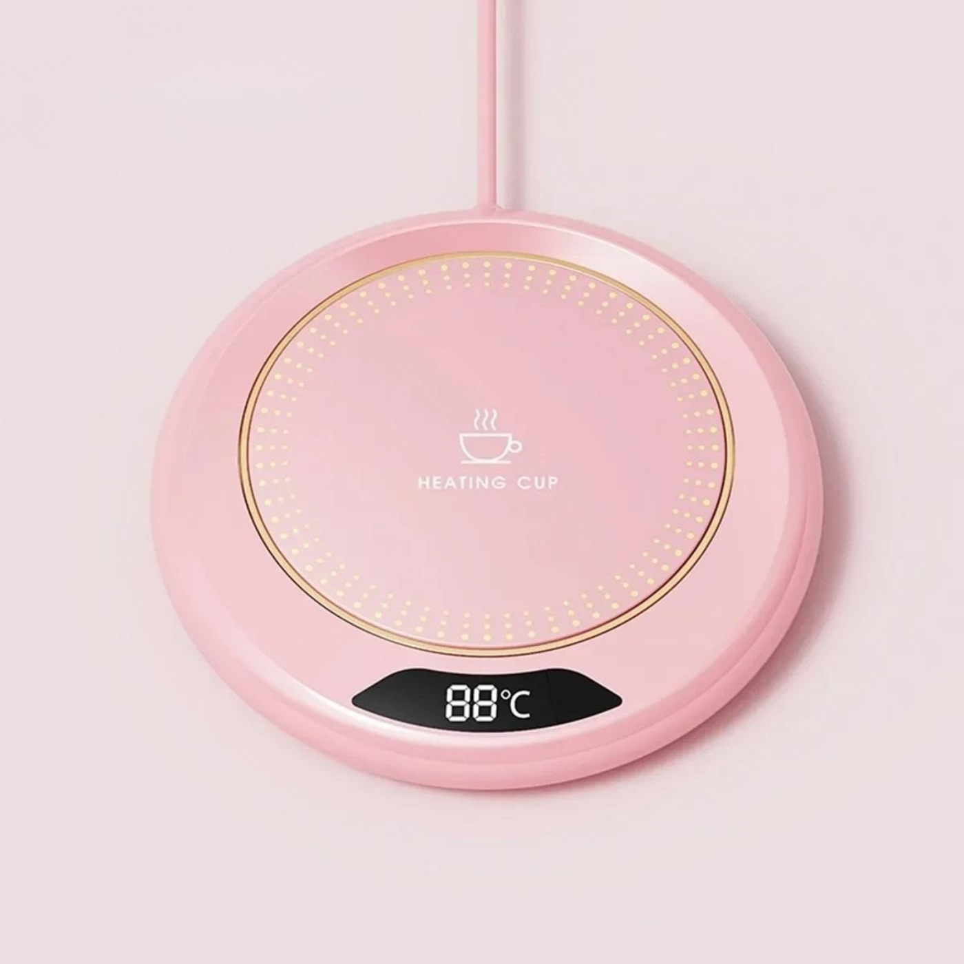 Подставка для чашки с подогревом для напитков 20 Вт с USB-проволокой и индикатором температуры Розовый Подставка для чашки с подогревом для напитков 20 Вт с USB-проволокой и индикатором температуры Розовый