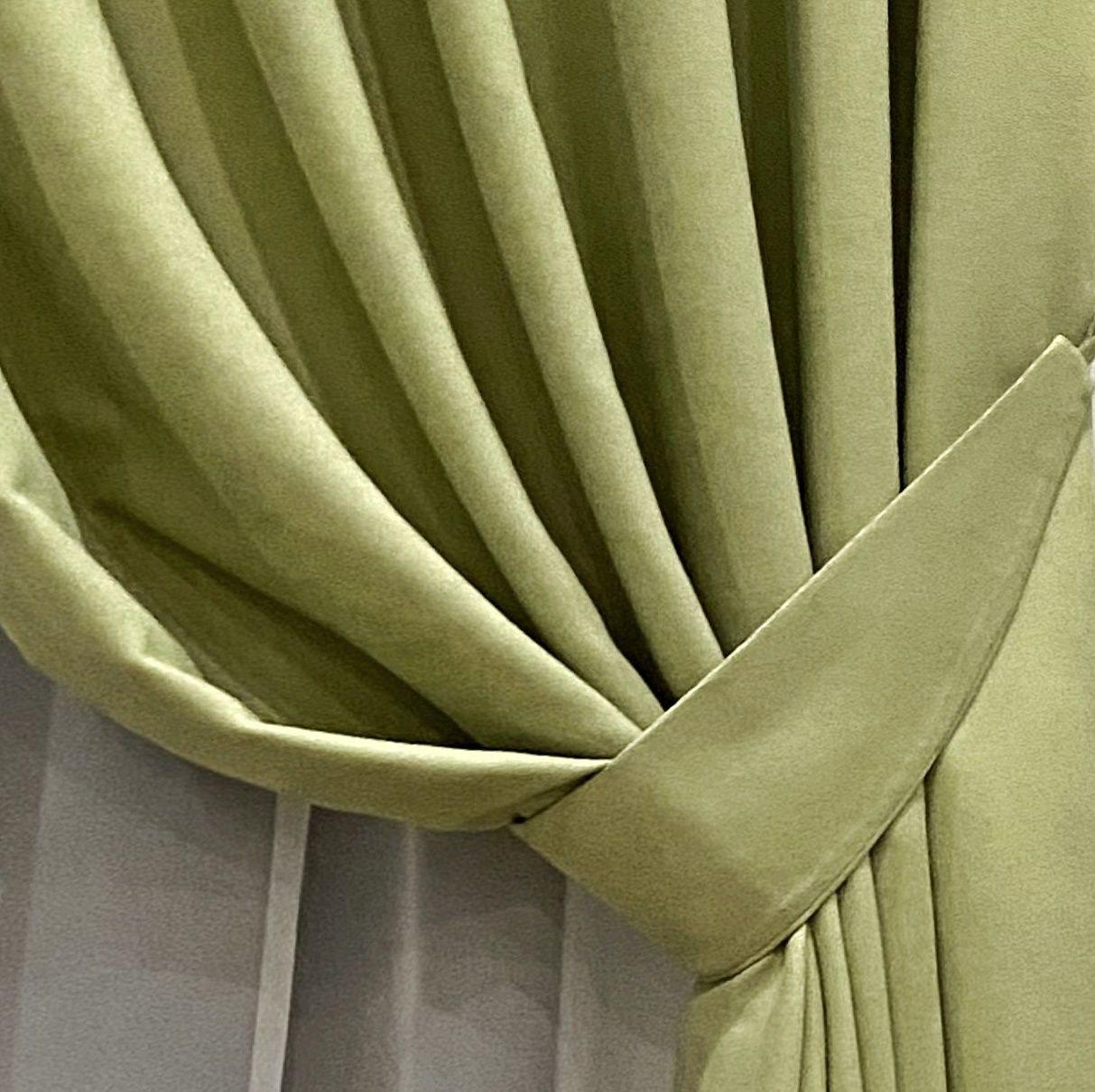 Шторы на тесьме с подхватами 180х250 см микровелюр 2 шт. и тюль бамбук 300х250 см Светло-зеленый/Теплый Белый (402207-МТ221В/180-300) - фото 7 Шторы на тесьме с подхватами 180х250 см микровелюр 2 шт. и тюль бамбук 300х250 см Светло-зеленый/Теплый Белый (402207-МТ221В/180-300) - фото 7