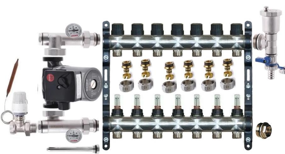 Коллектор для теплого пола Lider Comfort 7 контуров прямой комплект (9235823)