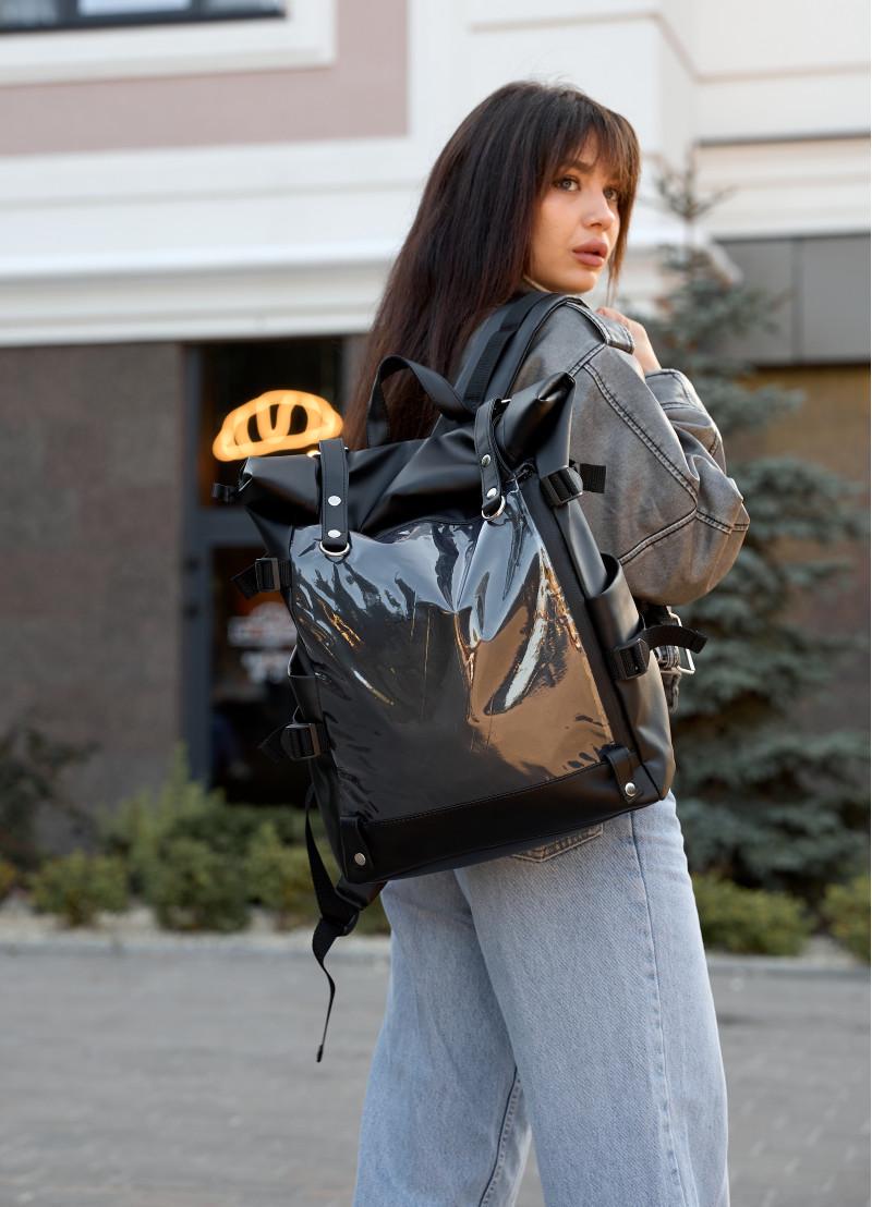 Рюкзак жіночий Sambag RollTop Hacking 41x30x16 см Чорний (24460001) - фото 1 Рюкзак жіночий Sambag RollTop Hacking 41x30x16 см Чорний (24460001) - фото 1