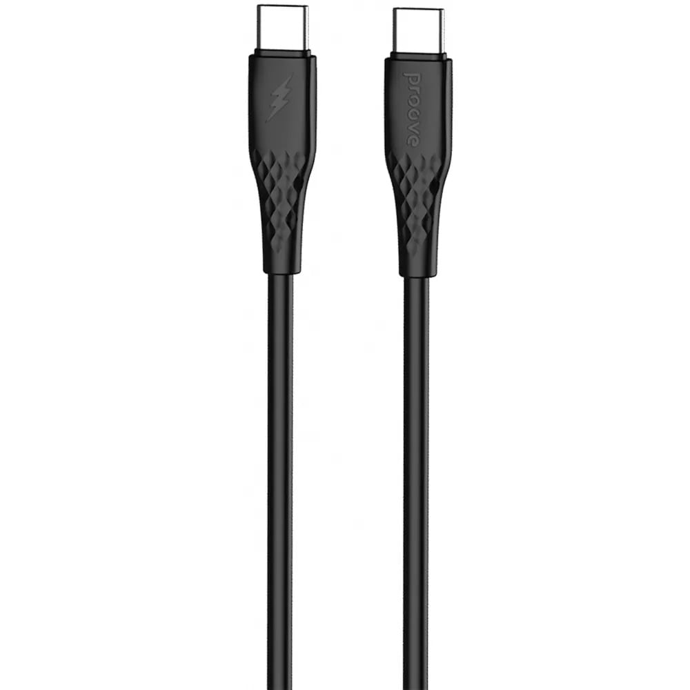 Кабель для зарядки Proove GridLine, Type-C to Type-C, мощность 60W, длина 1 м, Черный