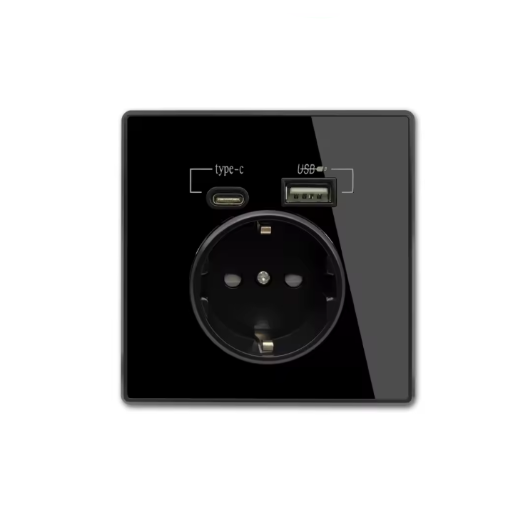 Розетка 220В с заземлением Type-C/USB 2100мА (28209011)