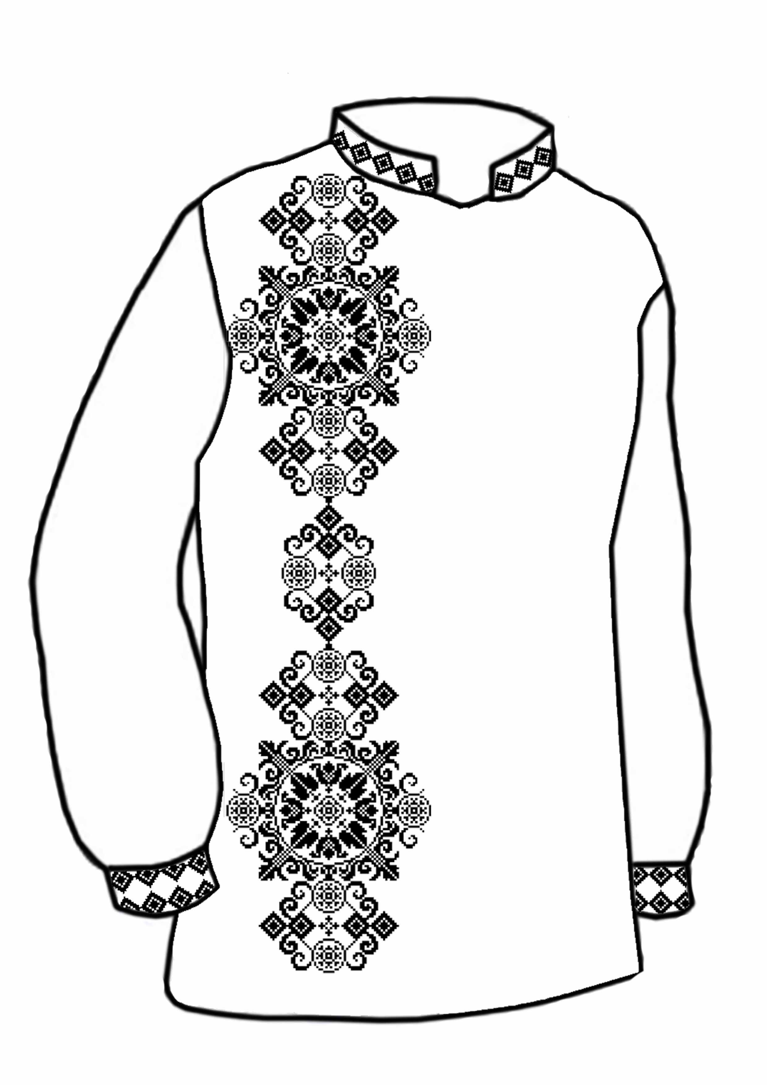 Заготовка для вышивки нитями или бисером/рубашка мужская не пошитая СЧД-220 домотканное полотно