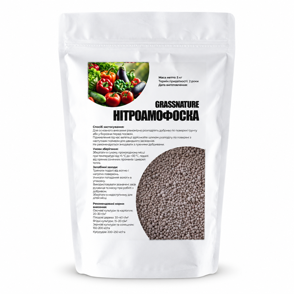 Удобрение минеральное комплексное GrassNature Нитроаммофоска NPK 16-16-16 5 кг (38470625)