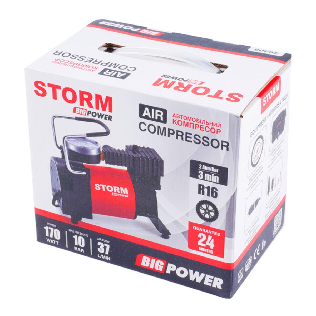 Компресор автомобільний Storm Big Power 10 Атм 37 л/хв 170 Вт (4350) - фото 7