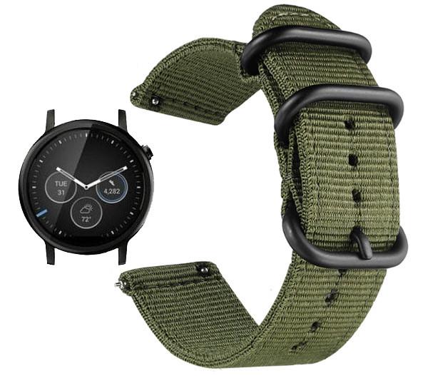 Нейлоновый ремешок Primo Traveller для часов Motorola Moto 360 2nd gen 42 мм Army Green (756471974) - фото 2