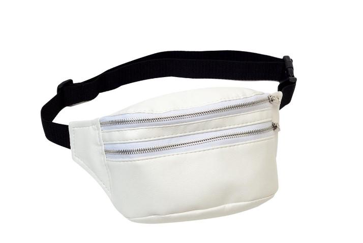 Сумка бананка Sambag Tirso MSS на пояс на 2 молнии 31x12x5 см Белый