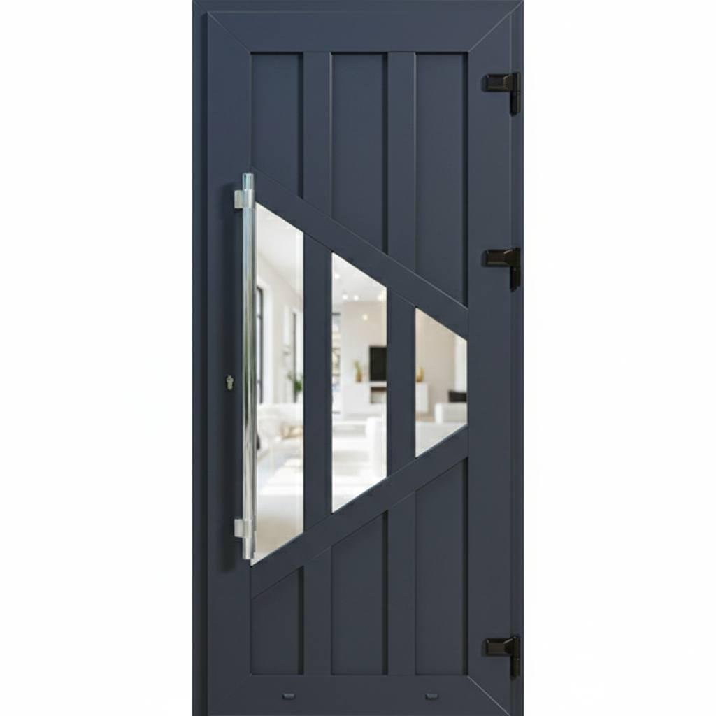 Двері вхідні металопластикові Steko 2005x950 мм з фурнiтурою AXOR Антрацит