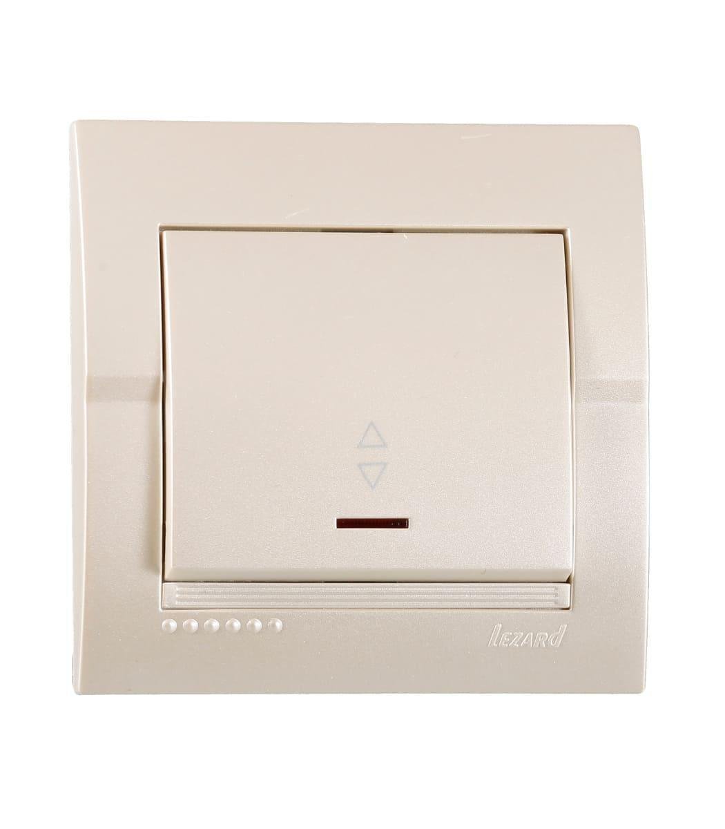 Выключатель одноклавишный проходной с подсветкой Lezard Deriy Жемчужно-белый (00000012305)