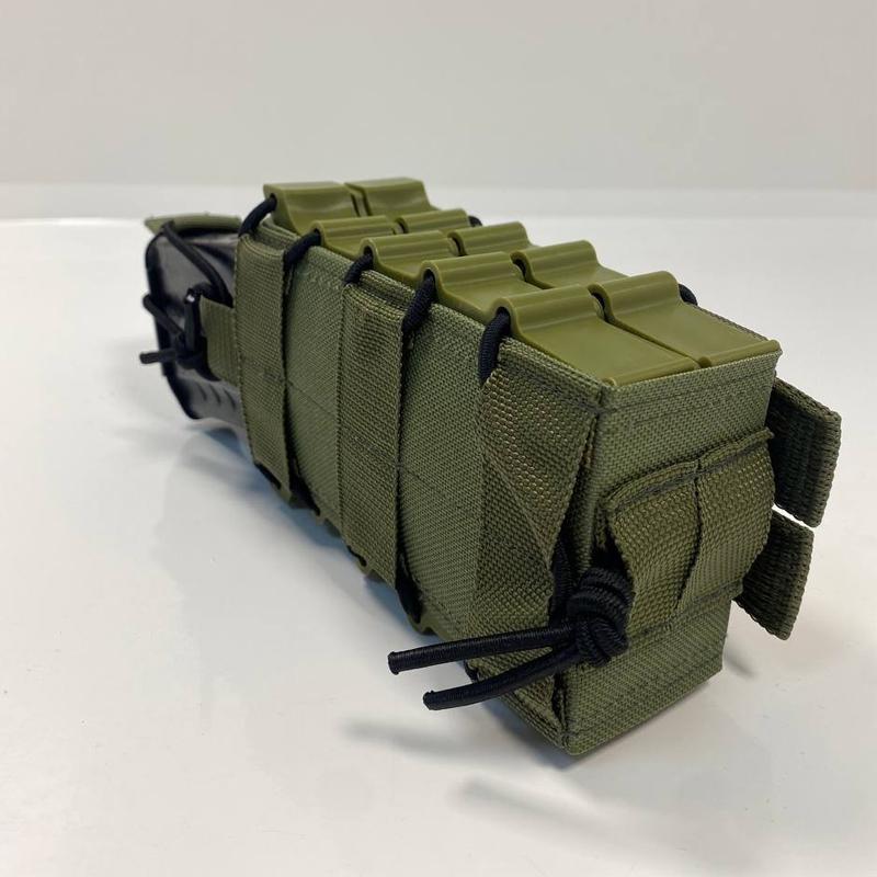 Подсумок для магазинов АК двойной открытый M-KET MOLLE с пластиковыми боками Хаки - фото 3