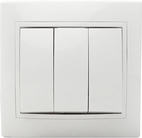 Выключатель трехклавишный BBсб10-3-0-Fl-W FL АСКО-УКРЕМ Белый (00000032110)