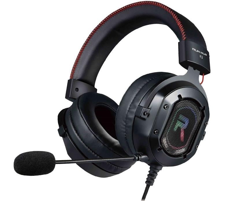 Наушники RUN MUS Gaming with RGB LED K3 с защитным TPE покрытием black