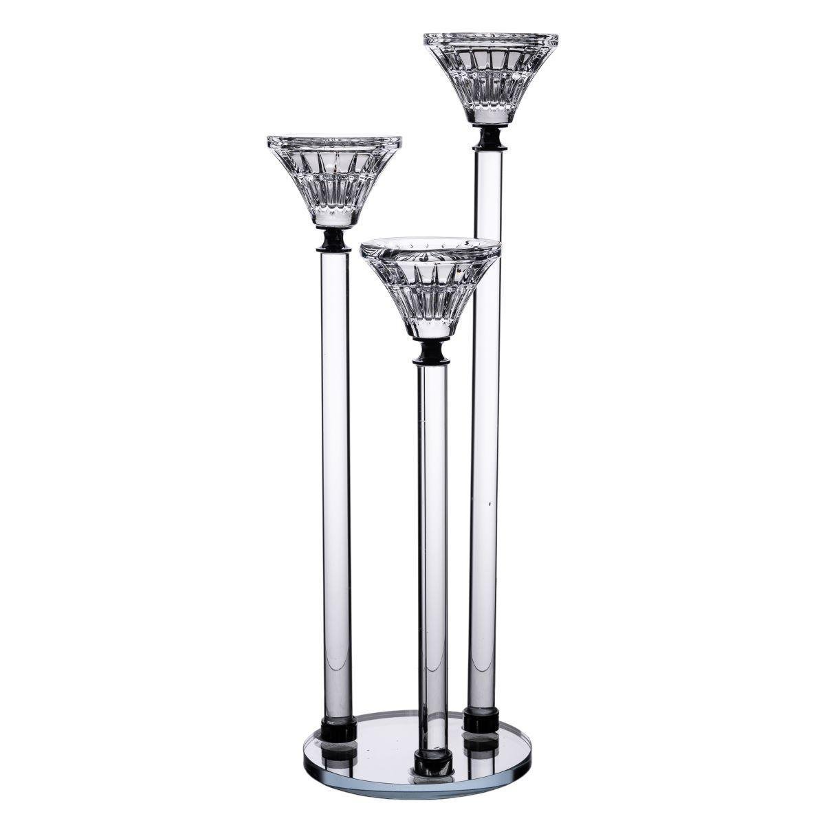 Подсвечник стеклянный на 3 свечи на ножке 12х37 см Прозрачный (HP-4-17)